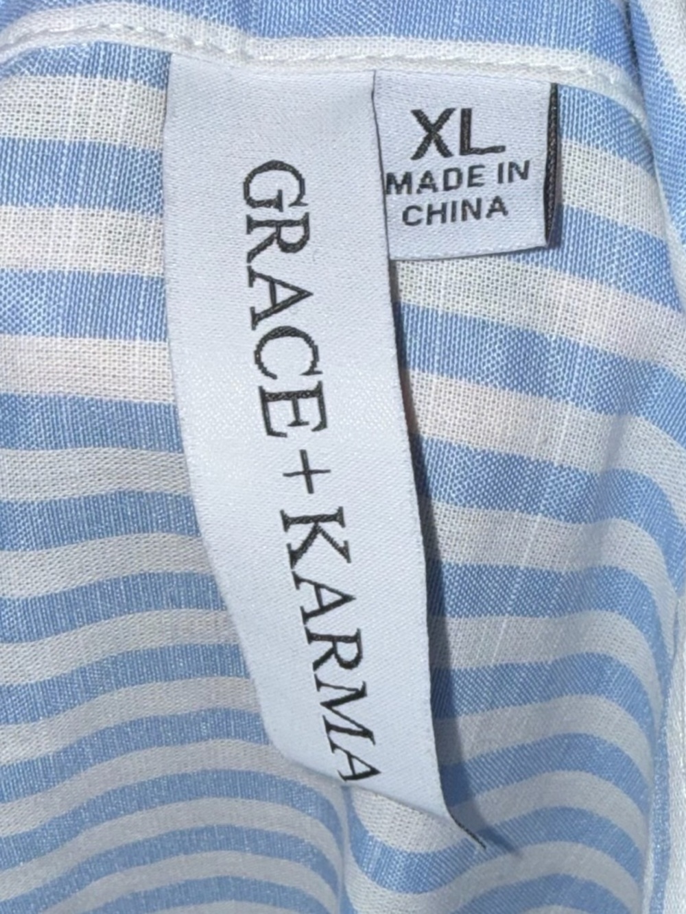 NWT grace & stella Blue and White Striped Button-Front Maxi Dress - Picture 5 of 7